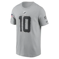 Men's Nike Tyreek Hill Gray Miami Dolphins 2024 Salute To Service Name & Number T-Shirt