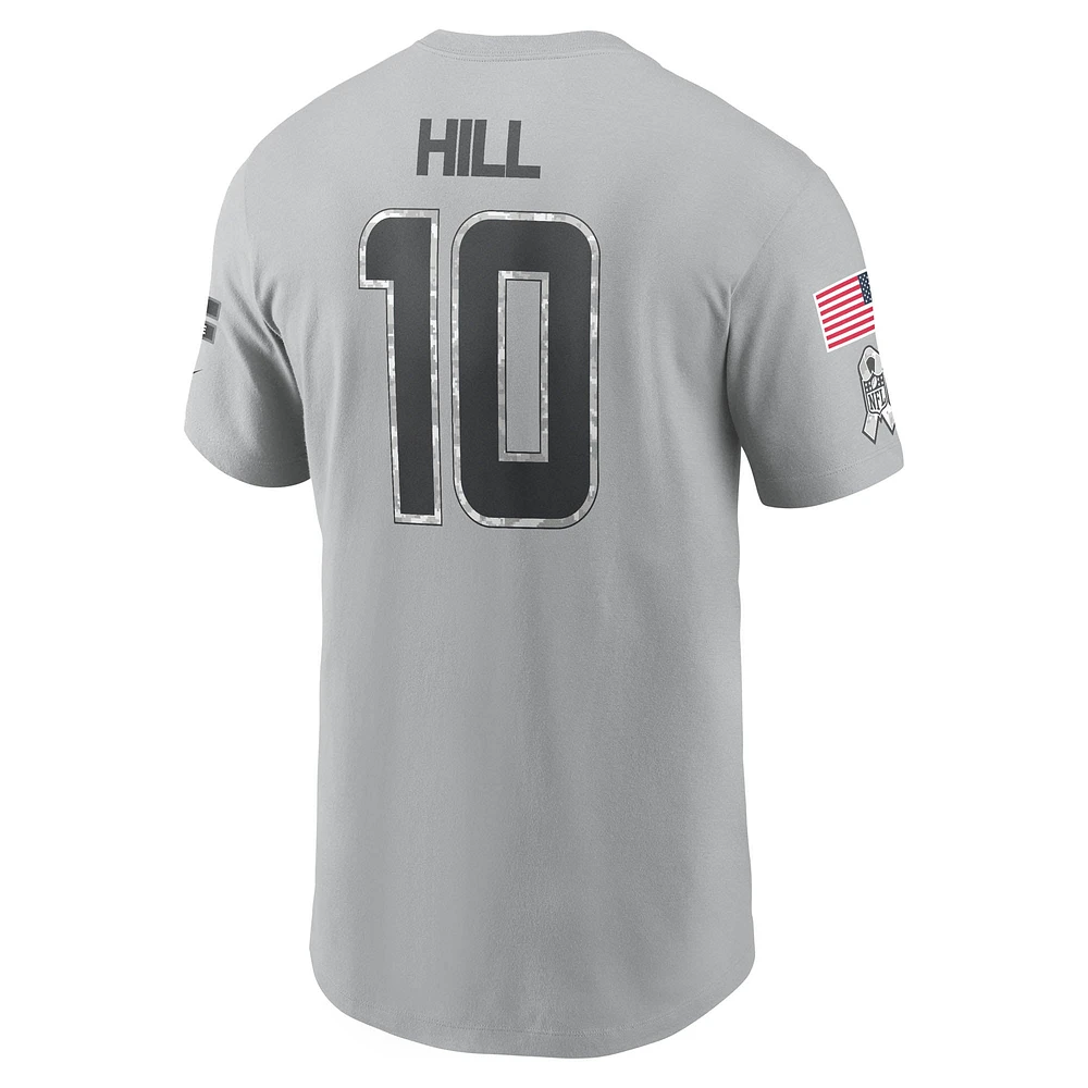 Men's Nike Tyreek Hill Gray Miami Dolphins 2024 Salute To Service Name & Number T-Shirt