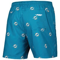 Men's Pro Standard Aqua Miami Dolphins Allover Print Mini Logo Shorts