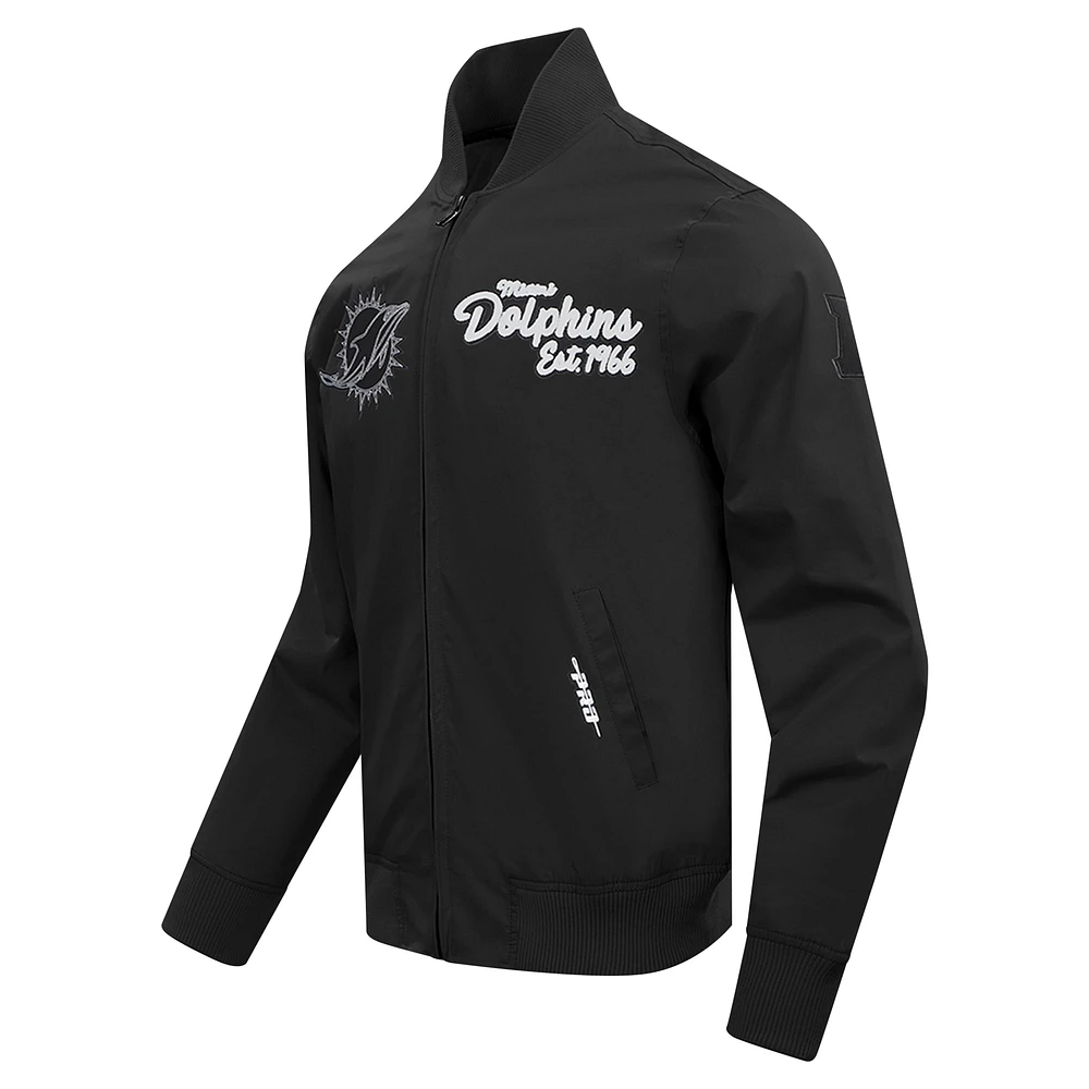 Men's Pro Standard Black Miami Dolphins Paint The City Twill Full-Zip Jacket