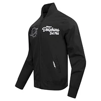 Men's Pro Standard Black Miami Dolphins Paint The City Twill Full-Zip Jacket