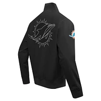 Men's Pro Standard Black Miami Dolphins Paint The City Twill Full-Zip Jacket