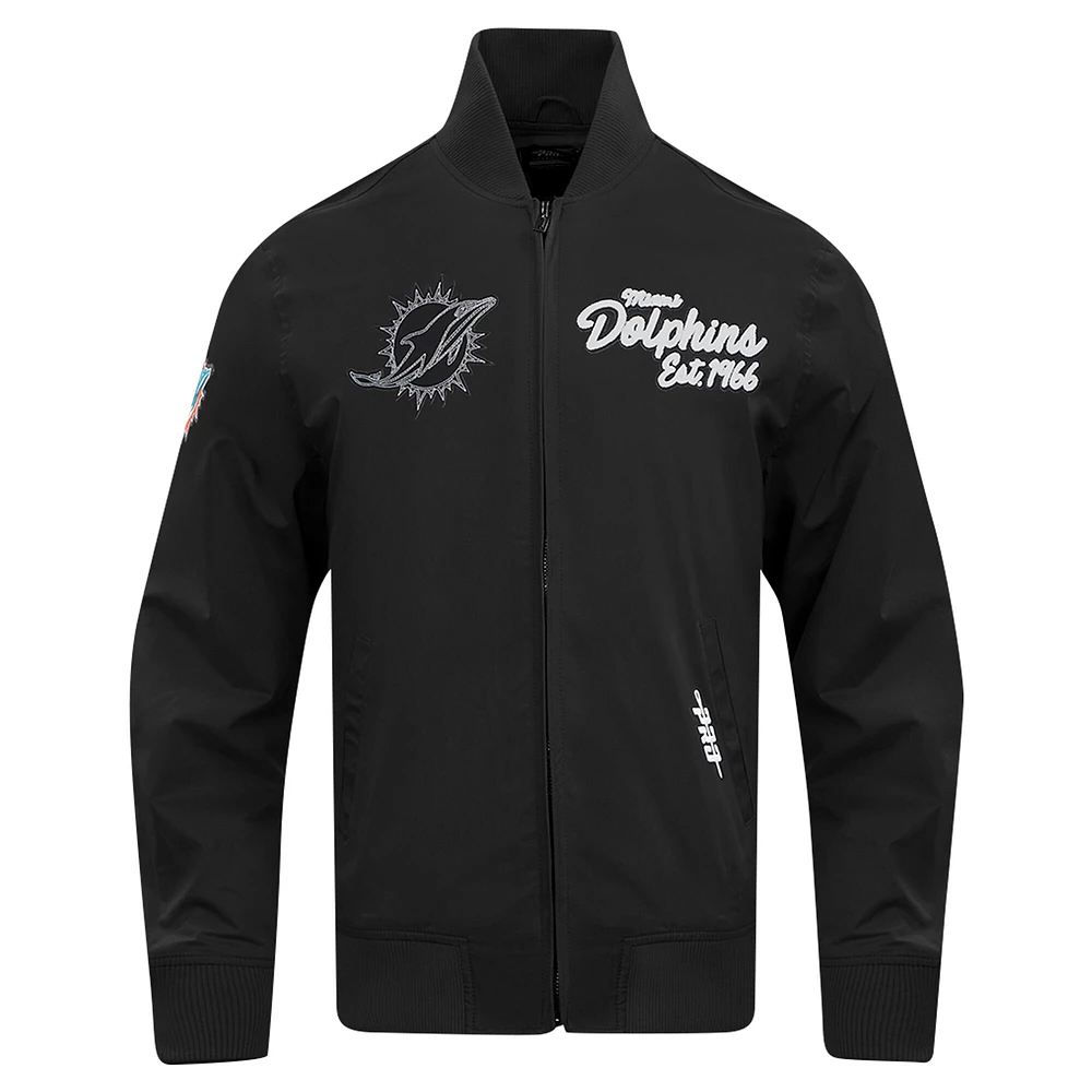 Men's Pro Standard Black Miami Dolphins Paint The City Twill Full-Zip Jacket
