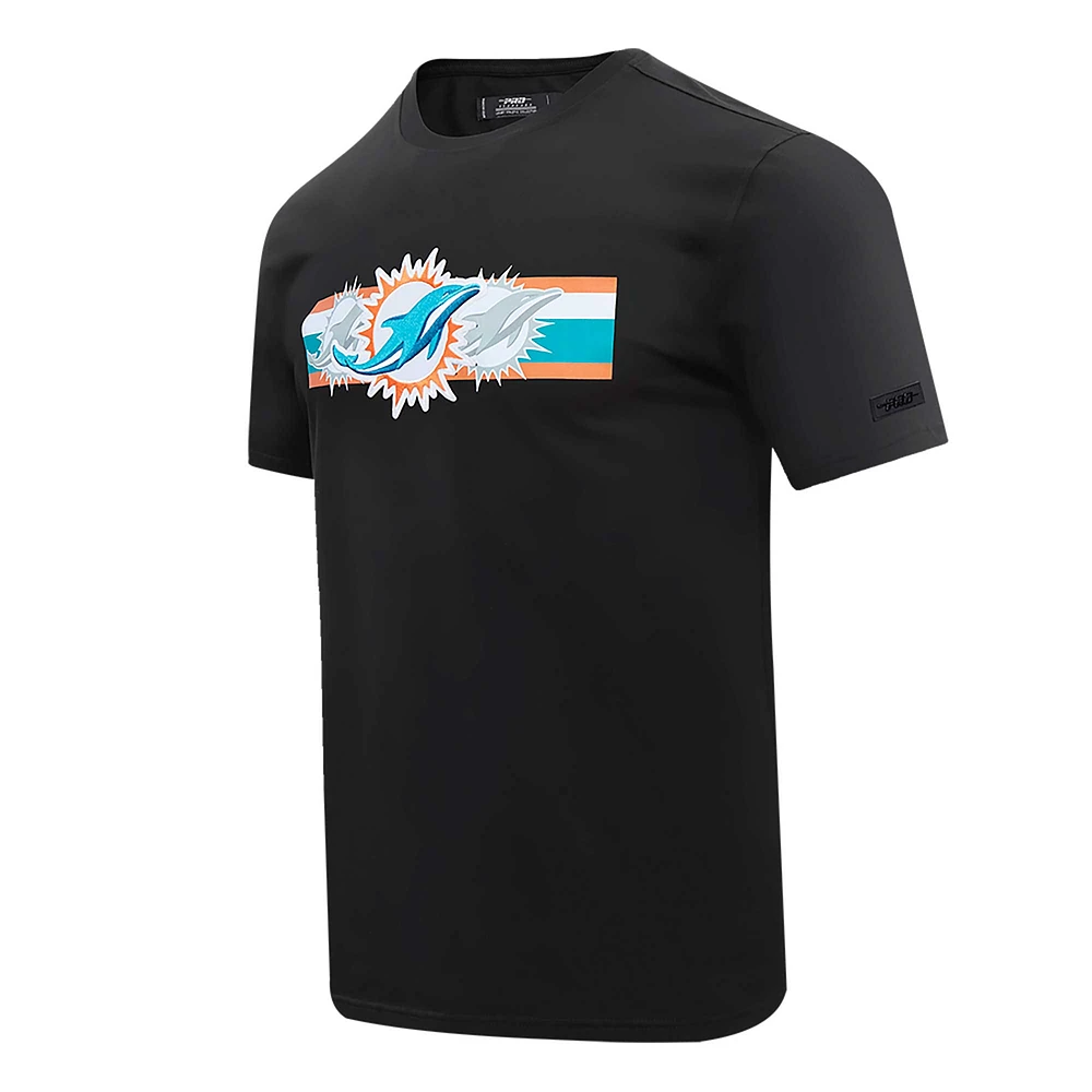 Men's Pro Standard Black Miami Dolphins Retro Striper T-Shirt