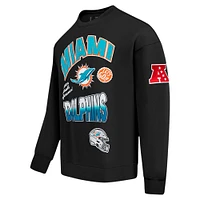 Men's Pro Standard Black Miami Dolphins Turn It Up Drop Shoulder Pullover Sweatshirt