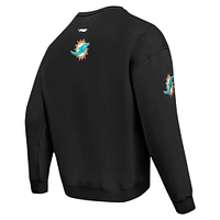 Men's Pro Standard Black Miami Dolphins Turn It Up Drop Shoulder Pullover Sweatshirt