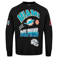 Men's Pro Standard Black Miami Dolphins Turn It Up Drop Shoulder Pullover Sweatshirt
