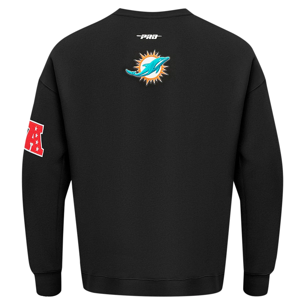 Men's Pro Standard Black Miami Dolphins Turn It Up Drop Shoulder Pullover Sweatshirt