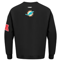 Men's Pro Standard Black Miami Dolphins Turn It Up Drop Shoulder Pullover Sweatshirt