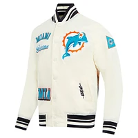 Men's Pro Standard Cream Miami Dolphins Sublimated Satin Full-Snap Jacket