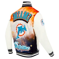 Men's Pro Standard Cream Miami Dolphins Sublimated Satin Full-Snap Jacket