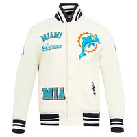 Men's Pro Standard Cream Miami Dolphins Sublimated Satin Full-Snap Jacket