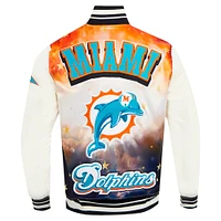 Men's Pro Standard Cream Miami Dolphins Sublimated Satin Full-Snap Jacket