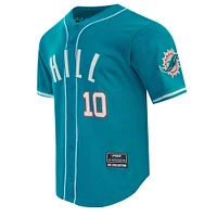 Maillot de baseball boutonné en maille Pro Standard Tyreek Hill Aqua Miami Dolphins pour homme