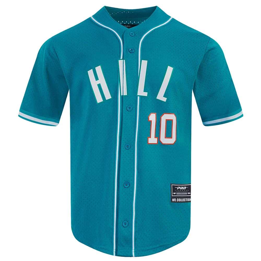 Maillot de baseball boutonné en maille Pro Standard Tyreek Hill Aqua Miami Dolphins pour homme