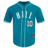 Maillot de baseball boutonné en maille Pro Standard Tyreek Hill Aqua Miami Dolphins pour homme