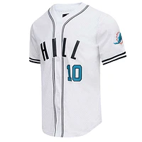 Men's Pro Standard Tyreek Hill White Miami Dolphins Mesh Baseball Button-Up T-Shirt