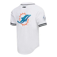Men's Pro Standard Tyreek Hill White Miami Dolphins Mesh Baseball Button-Up T-Shirt