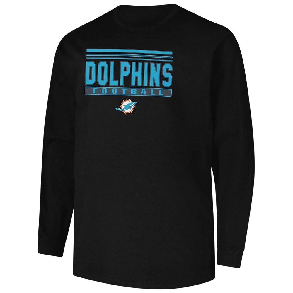 Men's Profile  Black Miami Dolphins Big & Tall Pop Long Sleeve T-Shirt