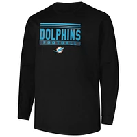 Men's Profile  Black Miami Dolphins Big & Tall Pop Long Sleeve T-Shirt