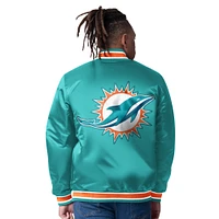Men's Starter  Aqua/Orange Miami Dolphins Closer Reversible Satin Full-Snap Jacket