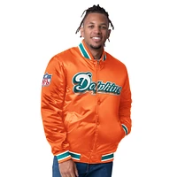 Men's Starter  Aqua/Orange Miami Dolphins Closer Reversible Satin Full-Snap Jacket