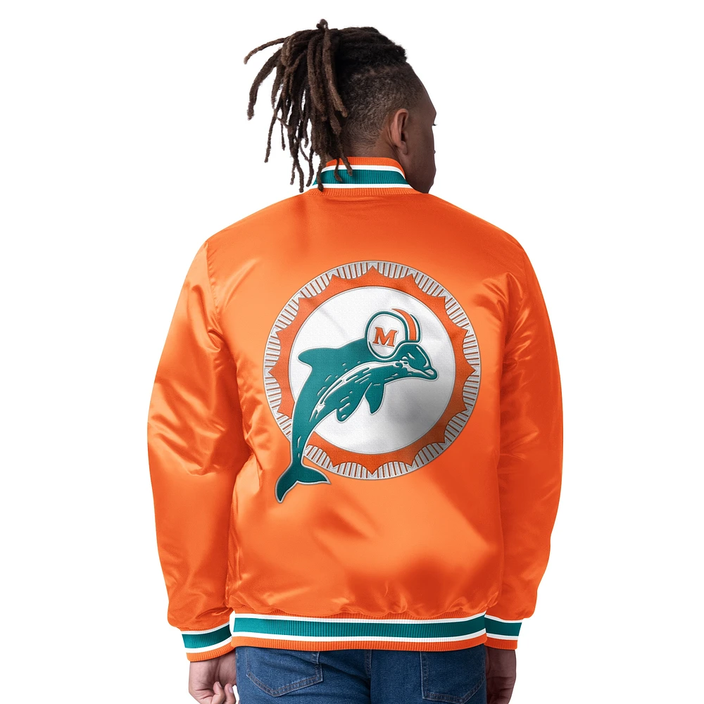 Men's Starter  Aqua/Orange Miami Dolphins Closer Reversible Satin Full-Snap Jacket