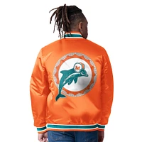 Men's Starter  Aqua/Orange Miami Dolphins Closer Reversible Satin Full-Snap Jacket