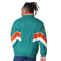 Men's Starter Aqua Miami Dolphins Captain Satin Varsity Jacket