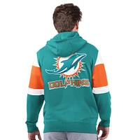 Men's Starter Aqua Miami Dolphins Extreme Full-Zip Hoodie
