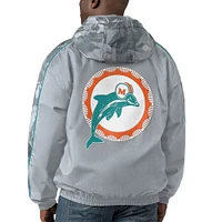 Men's Starter Gray Miami Dolphins Thursday Night Gridiron Throwback Full-Zip Jacket