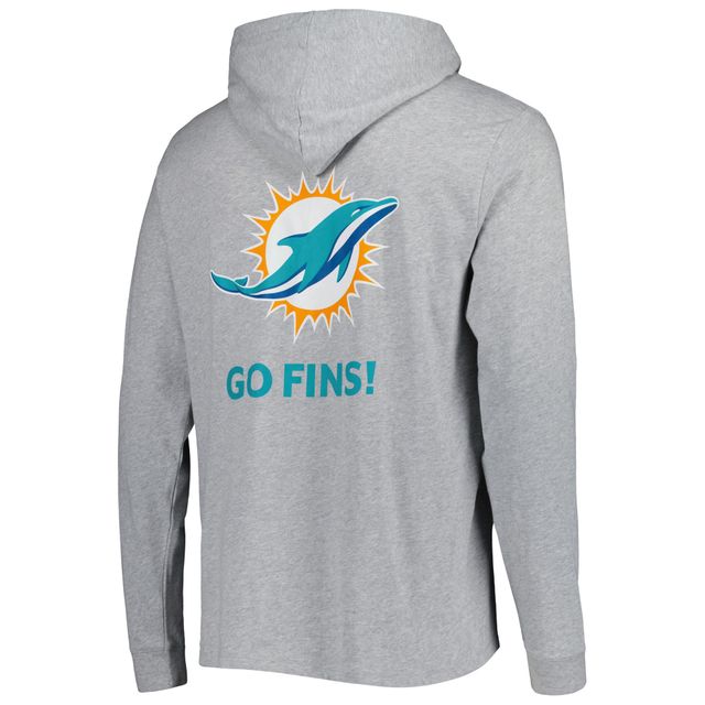 T-shirt à capuche manches longues pour homme Vineyard Vines gris chiné Miami Dolphins Local