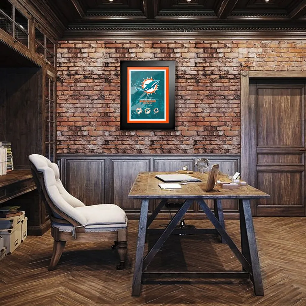 Miami Dolphins - 18'' x 24'' Logos to History Framed Art