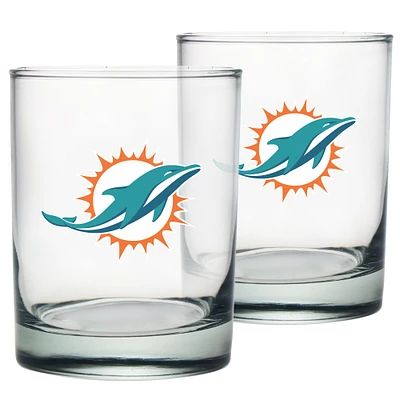 Miami Dolphins 2-Pack 13.5oz Rocks Glass Set