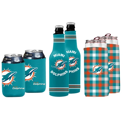 Pack varié de refroidisseurs de canettes et de bouteilles des Dolphins de Miami, 6 pièces