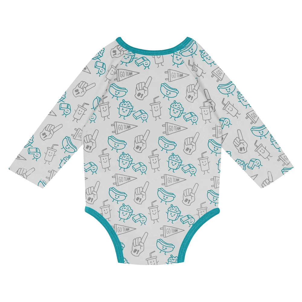 Ensemble 3 pièces pour nouveau-né et bébé Miami Dolphins Little Champ, body à manches longues, pantalon bonnet revers