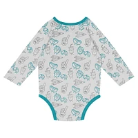 Ensemble 3 pièces pour nouveau-né et bébé Miami Dolphins Little Champ, body à manches longues, pantalon bonnet revers