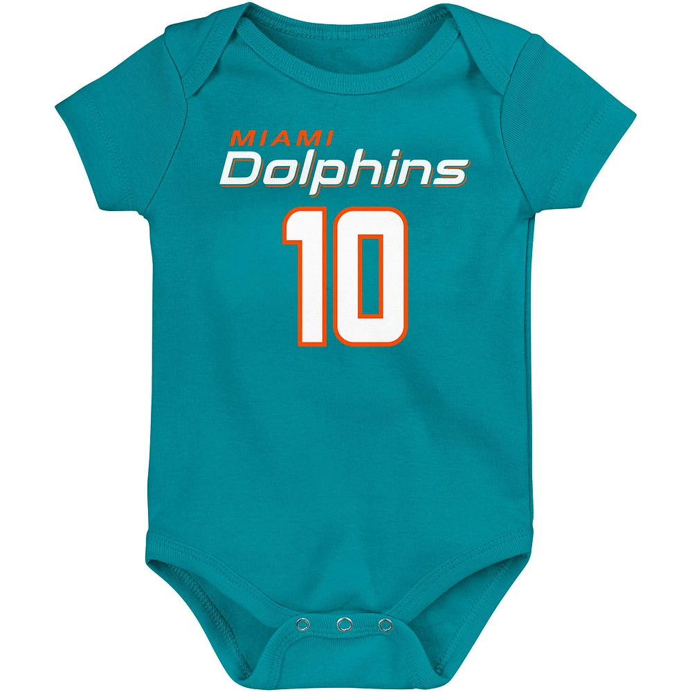 Newborn & Infant Tyreek Hill Aqua Miami Dolphins Mainliner Player Name Number Bodysuit