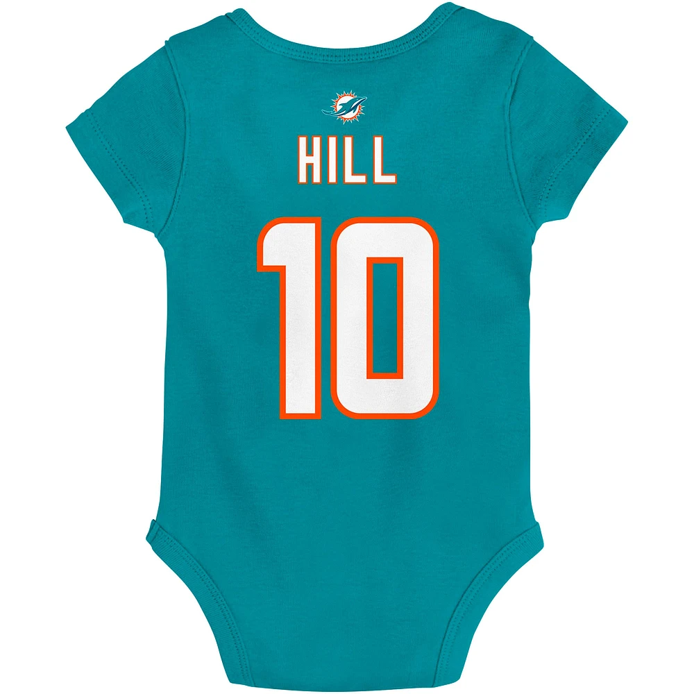Newborn & Infant Tyreek Hill Aqua Miami Dolphins Mainliner Player Name Number Bodysuit