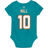 Newborn & Infant Tyreek Hill Aqua Miami Dolphins Mainliner Player Name Number Bodysuit