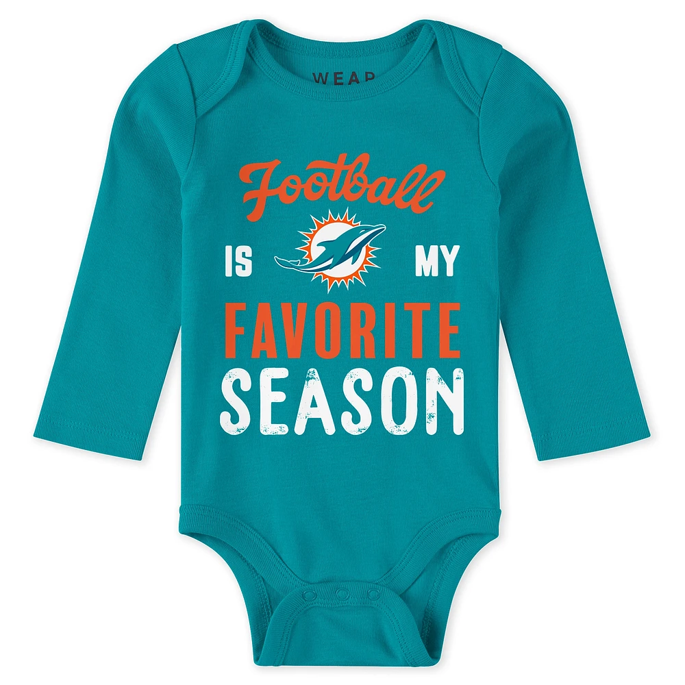 Newborn & Infant WEAR by Erin Andrews Miami Dolphins Three-Piece Turn Me Around Bodysuits Pant Set