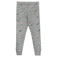 Ensemble de nuit pour enfant d'âge préscolaire avec t-shirt à manches longues et pantalon Heather Gray Miami Dolphins