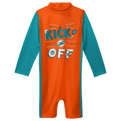 Toddler Orange Miami Dolphins Wave Runner Long Sleeve Wetsuit