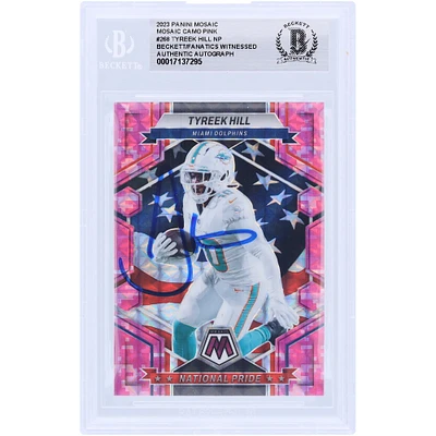 Tyreek Hill Miami Dolphins Autographed 2023 Panini Mosaic National Pride Mosaic Camo Pink #268 Beckett Fanatics Witnessed Authenticated Card
