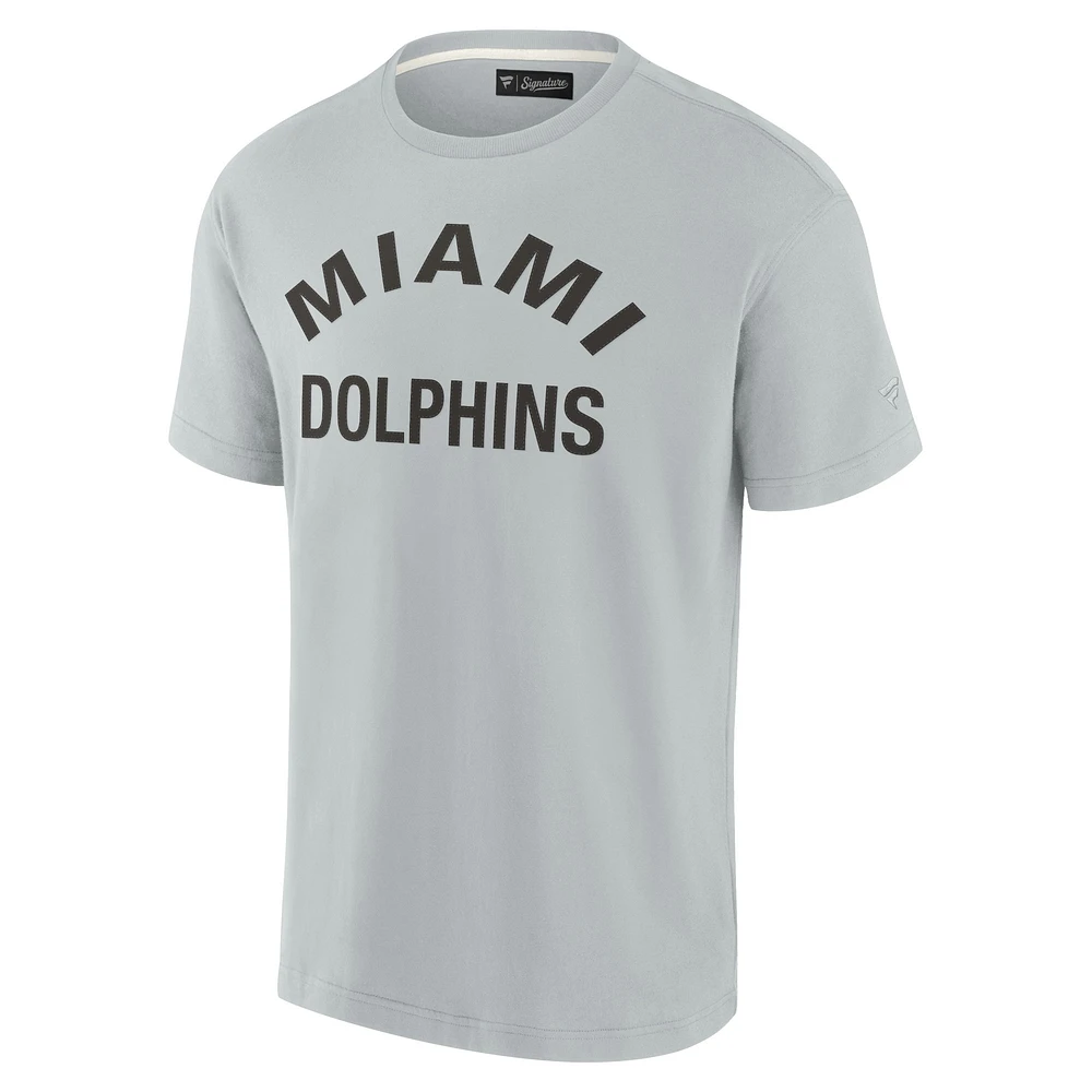 T-shirt unisexe gris à manches courtes et super doux avec logo des Miami Dolphins