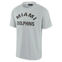 T-shirt unisexe gris à manches courtes et super doux avec logo des Miami Dolphins