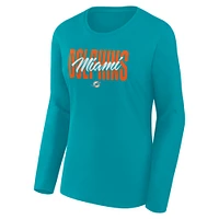 Women's Aqua Miami Dolphins Grip Long Sleeve T-Shirt