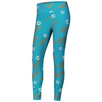 Women's Concepts Sport Aqua Miami Dolphins Breakthrough Allover Print Knit Sleep Leggings