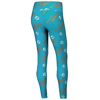 Women's Concepts Sport Aqua Miami Dolphins Breakthrough Allover Print Knit Sleep Leggings