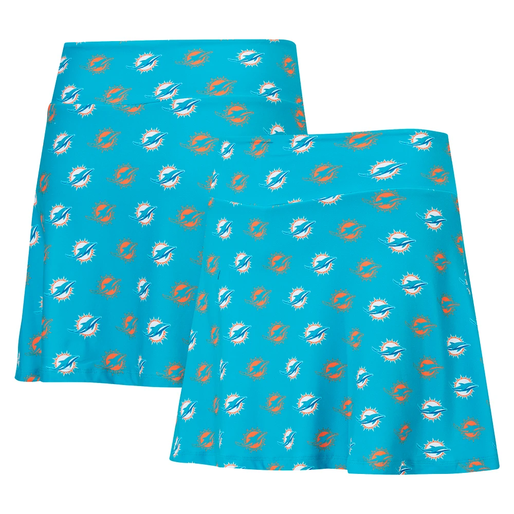 Jupe-short de nuit en tricot à imprimé intégral Record Miami Dolphins Sport Aqua pour femme